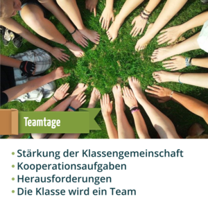 Projektwoche - Teamtage Stärkung der Klassengemeinschaft, Kooperationsaufgaben, Herausforderungen, die Klasse wird ein Team